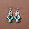 Bohemian tassel turquoise earrings, retro ethnic minority style earrings, personalized temperament, Tibetan ear accessories