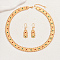 18K Gold Plated Brass Rhinestones Coin Necklace & Dangle Earrings Set for Women