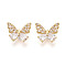 Brass Micro Pave Cubic Zirconia Beads, Butterfly, Real 18K Gold Plated, 15x18x6mm, Hole: 1.8mm