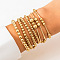 7Ps 7 Styles Brass & CCB Beaded Stretch Bracelet & Beads Bnagle Set, Gold, Inner Diameter: 7-1/8 inch(18cm)