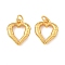 Brass Pendants, Heart Charms, Long-Lasting Plated, Lead Free & Cadmium Free, with Jump Ring, Real 24K Gold Plated, 13.5x12x3mm, Hole: 2mm