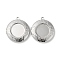 Brass Locket Pendants, Photo Frame Charms for Necklaces, Long-Lasting Plated, Lead Free & Cadmium Free, Flat Round, Platinum, 35.5x32.5x6mm, Hole: 2.1mm, Inner Diameter: 20mm