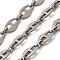 304 Stainless Steel Nuggets Link Chains, Unwelded, with Spool, Stainless Steel Color, 13.5x7.5x1mm, 5m/roll