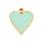 Ion Plating(IP) 304 Stainless Steel Enamel Pendants, Heart Charm, Aquamarine, Golden, 18x16x1mm, Hole: 1.8mm