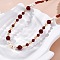 Natural Carnelian(Dyed & Heated) & Rhodochrosite & Freshwater Pearl & Glass Beaded Necklaces, with 304 Stainless Steel  End Chains, Ion Plating(IP), Real 14K Gold Plated, 16.57 inch(42.1cm)