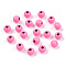 Spray Painted Alloy Beads, Round, Hot Pink, 4x3mm, Hole: 1.2mm