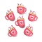 Cooffee Theme Silicone Beads, Focal Beads, Pink, Ice Cream in Heart Mug, 23x21x15.5mm, Hole: 2mm