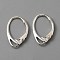 925 Sterling Silver Leverback Earring Findings, with Horizontal Loops, Silver, 17x11x1.5mm, Hole: 4x1.5mm, Pin: 0.6mm