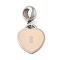 304 Stainless Steel European Dangle Charms, with Enamel, Large Hole Pendants, Heart Lock, Stainless Steel Color, PeachPuff, 24.5mm, Hole: 4.5mm, Pendant: 15x13.5x1.3mm