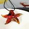 Starfish Millefiori Glass Pendant Waxed Cord Necklaces, Red, 17.72 inch(45cm)