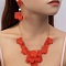Petal Resin Charm & Alloy Pendant Necklaces & Stud Dangle Earring Sets, Golden, Orange Red, 400mm