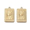 304 Stainless Steel Pendants, Rectangle with Heart Charm, Ion Plating(IP), Real 18K Gold Plated, 18.5x11x3mm, Hole: 1.6mm