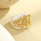 304 Stainless Steel with Resin Finger Rings for Women, Flower, Golden, 21.5mm, US Size 7 3/4(17.9mm)