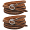 2Pcs Dual-use Items, Leather Cord Bracelets/Chain Belts, with Alloy Findings, Flat Round, Peru, 39.8 inch(101cm), 6mm Wide