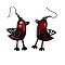 Bird Alloy Resin Dangle Earrings, Platinum, Dark Red, 45x25mm