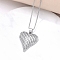 Brass Micro Pave Cubic Zirconia Pendant Necklaces, Heart, Platinum, 18.90 inch(48cm)