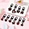 10Pcs Red and Black Double Screen Alloy Pendant Decorations, Mixed Shape, Black, 48~65mm
