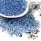 Transparent Colours Glass Round Beads, with Glitter Powder, Round Hole, Blue, 4x3mm, Hole: 1.4mm, about 4500pcs/pound