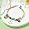 Polyester Braided Bead Bracelets, Alloy & Resin Charm Bracelets for Women, with  Iron Open Jump Ring, Heart & Clover & Chrysanthemum, Flower, 6-3/4 inch(17.3cm)