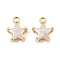 Brass Micro Pave Cubic Zirconia Charms, Star, Real 18K Gold Plated, White, 9.5x7.5x4.5mm, Hole: 1.2mm