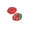 2-Hole Wooden Buttons, Strawberry, Red, 23x18mm