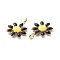 Ion Plating(IP) 304 Stainless Steel Charms, with Enamel, Golden, Flower, Black, 10x7.5x2mm, Hole: 1mm