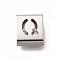 Letter Style 304 Stainless Steel Square Slide Charms, Letter Q, 9x8x4mm, Hole: 3.5x8.5mm
