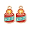 Christmas Alloy Enamel Pendants, Golden, Column, 19.5x10.5x1.5mm, Hole: 2mm