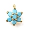 Brass Micro Pave Cubic Zirconia Pendants, Flower Charms, Real 18K Gold Plated, 11x8x3.5mm, Hole: 1mm