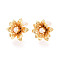 Brass ABS Imitation Pearl Stud Earrings, Flower, Nickel Free, Real 18K Gold Plated, 15x15mm