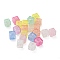 Transparent Crakle Acrylic Beads, Cube, Mixed Color, 7.5x7.5x7.5mm, Hole: 2mm, about 1064pcs/500g