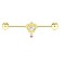 Brass Rhinestone Nipple Rings, Golden, Heart, 47mm