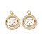Brass Micro Pave Cubic Zirconia Pendants, Cadmium Free & Lead Free, with Shell and Jump Ring, Real 18K Gold Plated, Panda, 20.5x18x3mm, Hole: 3mm