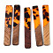 Transparent Resin & Walnut Wood Big Pendants, Rectangle Charms, Coral, 51.5x7.5x3mm, Hole: 1.8mm