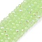 Electroplate Glass Beads Strands, Imitation Jade Beads, Half Plated, Rainbow Plated, Faceted, Rondelle, Light Green, 2.9~3.3x2mm, Hole: 0.8mm, about 135~140pcs/strand, 32~34cm