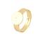 Brass Adjustable Finger Rings Findings, Flat Round Pad Ring Base Settings, Long-Lasting Plated, Rack Plating, Lead Free & Cadmium Free, Real 18K Gold Plated, Tray: 10mm, 3.5mm, US Size 6 3/4(17.1mm)