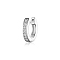 925 Sterling Silver Hoop Earrings, with Clear Cubic Zirconia, Silver, 12mm