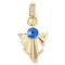 Brass Micro Pave Clear Cubic Zirconia Enamel Pendants, Long-Lasting Plated, Evil Eye Triangle Charms, Golden, 45mm, Hole: 7mm
