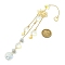 Glass Round Pendant Decorations, Hanging Suncatchers, with Lotus & Moon & Star Stainless Steel Charms and Glass Octagon Link, Golden, 275mm