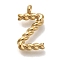 PVD Vacuum Plating 304 Stainless Steel Pendants, Real 18K Gold Plated, Letter Charm, Letter Z, 13.8x8x3mm, Hole: 1.8mm