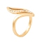 304 Stainless Steel Thin Curve Ring for Women, with Rhinestone, Golden, 25mm, US Size 6~9(16.5~18.9mm)