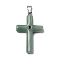Natural Green Aventurine Cross Pendants, with Brass Micro Pave Cubic Zirconia Findings, Platinum, Rack Plating, 44.5~45x27.5~28.5x7~8.5mm, Hole: 4x6.5mm