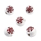 Printed Schima Wood European Beads, Round with Snowflake Pattern, FireBrick, 15.5x14.5mm, Hole: 4.5mm