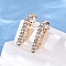 Alloy Silicone Clip-on Earrings, with Glass Rhinestone, Golden, Rectangle, 25.5x20x4mm