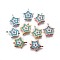 Brass Enamel Links connectors, Long-Lasting Plated, Star, Turquoise, Mixed Color, 16x13x2mm, Hole: 1mm