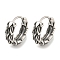316 Surgical Stainless Steel Hoop Earrings, Leaf, Antique Silver, 14.5x4.5mm