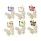 Brass Micro Pave Cubic Zirconia and Glass Pendants, Butterfly Charms, Rack Plating, Long-Lasting Plated, Cadmium Free & Lead Free, with Jump Ring, Real 18K Gold Plated, 19.5x14.5x5.5mm, Hole: 3.5mm