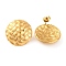 Ion Plating(IP) 304 Stainless Steel Stud Earrings, Flat Round with Textured, Real 14K Gold Plated, 24mm