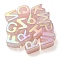 Opaque Rainbow Iridescent Acrylic Beads, Random Letter, Plum, 21x8.5~20.5x15mm, Hole: 4mm, about 90~100pcs/bag