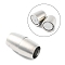 Brass Magnetic Clasps with Loops, Oval, Platinum, 16x9mm, Hole: 6mm